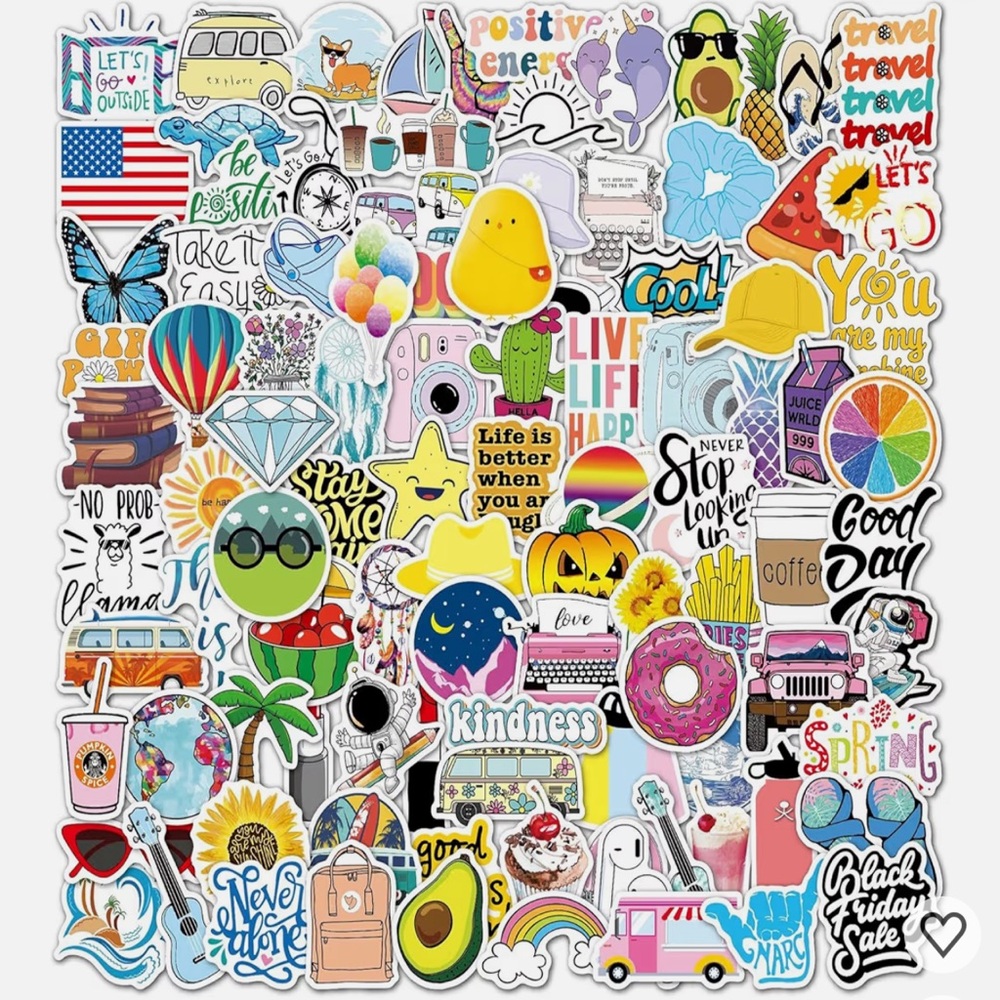 100Pcs PVC Waterproof Cartoon Pattern Scrapbooking Stamping Stickers Adhesive